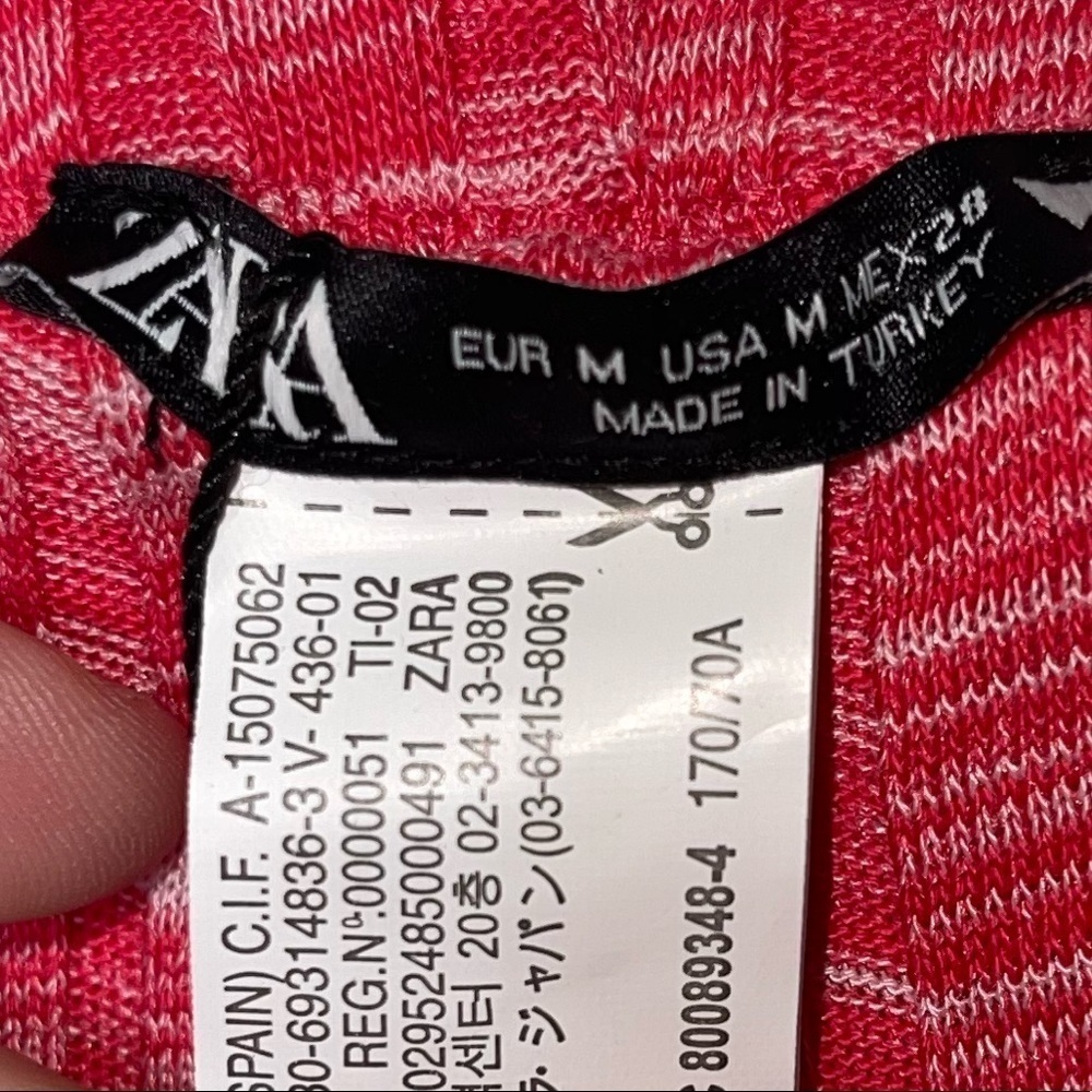 ZARA Red Ribbed High Rise Knit Flare Pants Medium - Picture 9 of 11